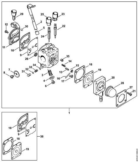 Sopladores (BG, BR) BG 55 Carburador C1Q-S68 de la marca Stihl