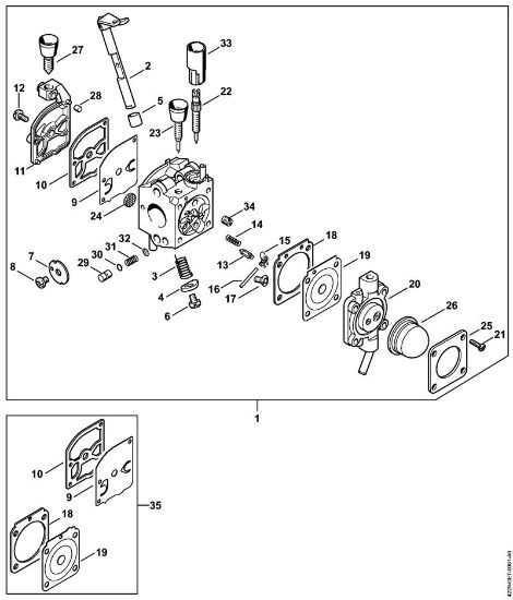 Sopladores (BG, BR) BG 55 C Z KAT Carburador C1Q-S64 (18.2002) de la marca Stihl