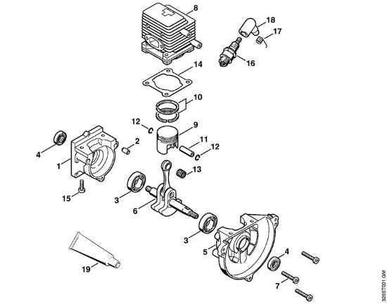 Sopladores (BG, BR) BG 75 Cárter del cigüeóal, Cilindro de la marca Stihl