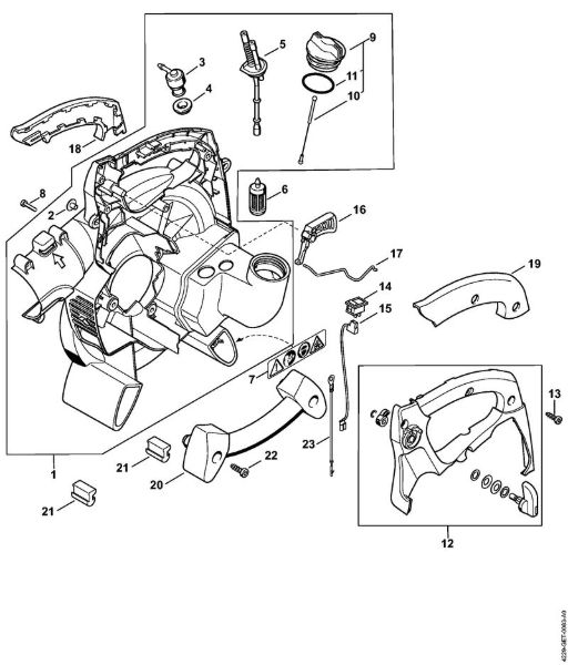 Sopladores (BG, BR) BG 85 Carcasa del ventilador interior (45.2001) de la marca Stihl