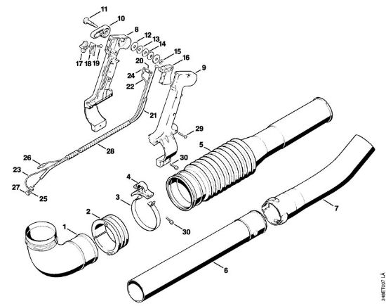 Sopladores (BG, BR) BR 106 Tubo flexible tipo acordeón, Empuóadura de mando de la marca Stihl