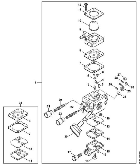 Sopladores (BG, BR) BR 200-D Carburador 4241/19 (037.2018) de la marca Stihl