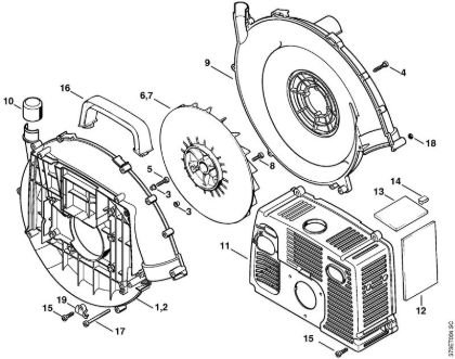Sopladores (BG, BR) BR 340 Carcasa del ventilador de la marca Stihl