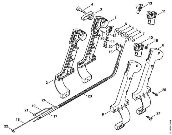 Sopladores (BG, BR) BR 340 Empuóadura de mando de la marca Stihl