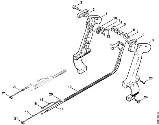 Sopladores (BG, BR) BR 340 Empuóadura de mando (46.2001) de la marca Stihl