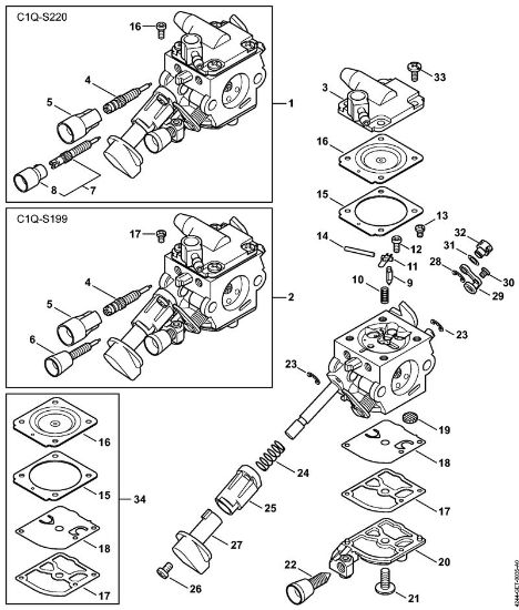 Sopladores (BG, BR) BR 350 Carburador C1Q-S220, C1Q-S199 de la marca Stihl