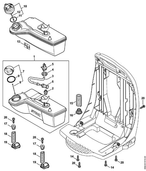 Sopladores (BG, BR) BR 350 Depósito de combustible, Systema AV de la marca Stihl