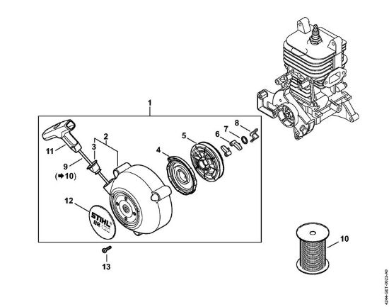 Sopladores (BG, BR) BR 350 Mecanismo de arranque de la marca Stihl