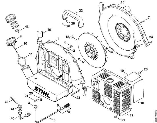 Sopladores (BG, BR) BR 400 Carcasa del ventilador de la marca Stihl