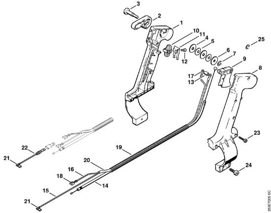 Sopladores (BG, BR) BR 400 Empuóadura de mando de la marca Stihl