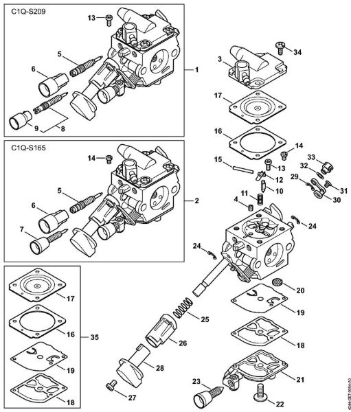 Sopladores (BG, BR) BR 430 Carburador C1Q-S209, C1Q-S165 de la marca Stihl