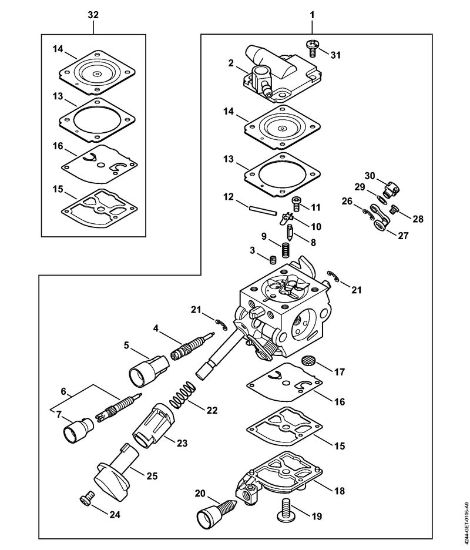 Sopladores (BG, BR) BR 450 C-EF Carburador C1Q-S209 de la marca Stihl