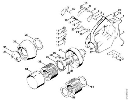 Tronzadoras (TS) TS 08 S Cubierta, carcasa del filtro de la marca Stihl