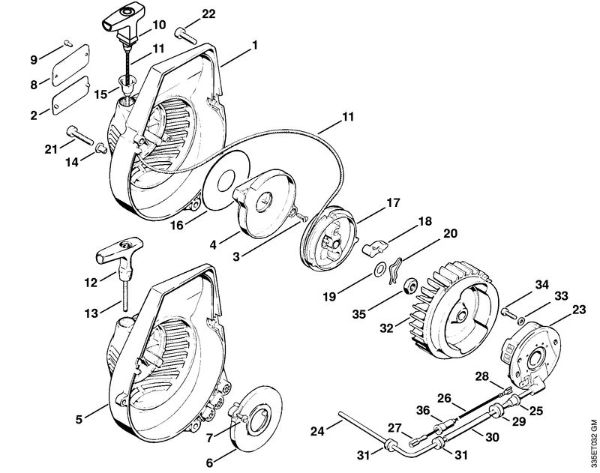Tronzadoras (TS) TS 350 AVE Mecanismo de arranque (Trinquete), Sistema de encendido (Electrónico) de la marca Stihl