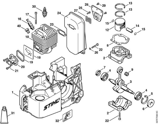 Tronzadoras (TS) TS 460 Cárter de motor, Cilindro de la marca Stihl