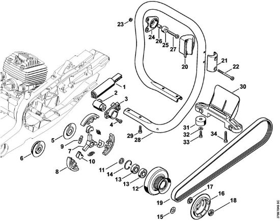 Tronzadoras (TS) TS 700-Z Dispositivo de tensado, Embrague de la marca Stihl