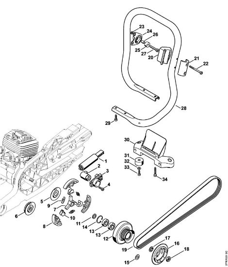 Tronzadoras (TS) TS 800-Z Dispositivo de tensado, Embrague de la marca Stihl