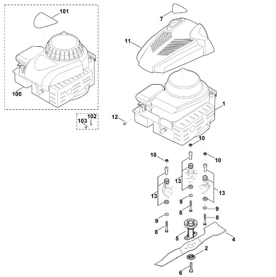 Imagen de D - Motor, cuchilla MB 3.0 RTX