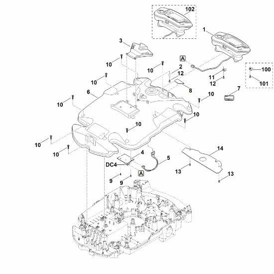 Imagen de B - Parte superior de carcasa MI 632.0 PC