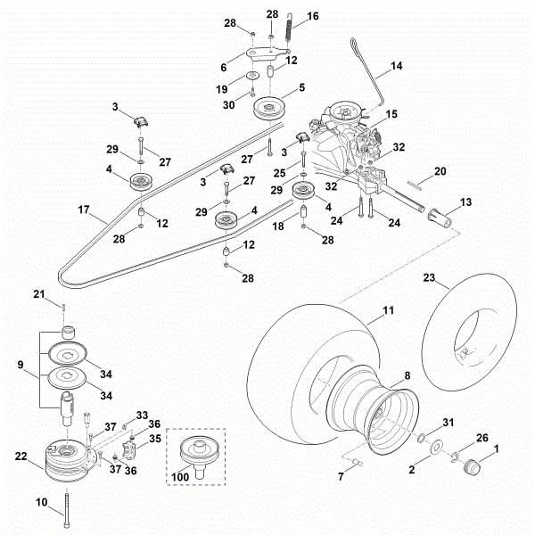 Imagen de H - Caja de cambios, rueda trasera, embrague de cuchilla MT 4112.0 S