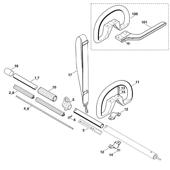 Imagen de B - Tubo protector, empuáadura giratoria HEL 700 K