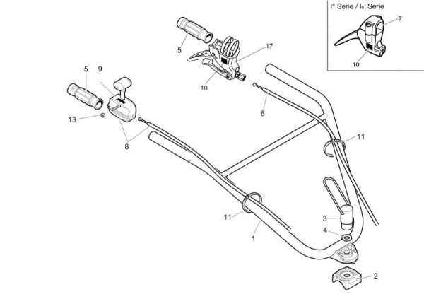 Handle-bar adjustable and control box MH 180 (EN709) Rotary tiller