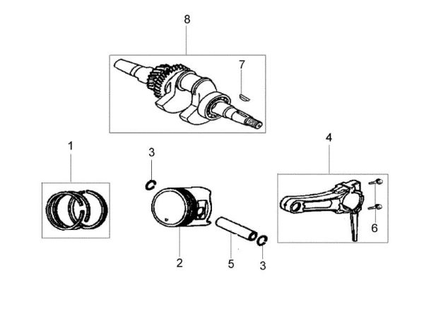 Crankshaft and piston MH 180RK (K700 H - SN T210) (EN709) Rotary tiller
