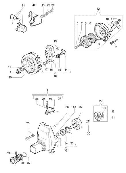 Starter assy and clutch 446 BP Brushcutter