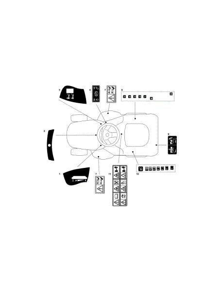 Labels (1/2) OM 101C/16K H Cat.2011 Garden tractor