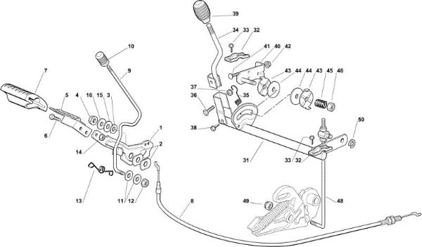 Brake and gearbox controls OM 63C/6,5V Cat.2011 Garden tractor