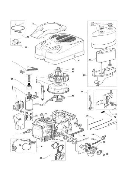 Starter, carburetor and air filter OM 101C/16K H Cat.2012 Garden tractor