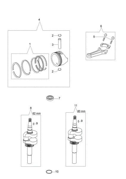 Crankshaft and piston G 53 TK ALLROAD EXA 4 (K800) Lawnmower