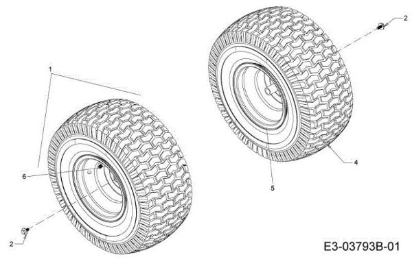 Rear wheels TORNADO 97/13 T Cat.2013 Garden tractor
