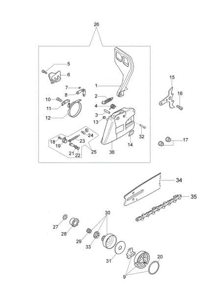 Clutch and brake GS 520 Chainsaw