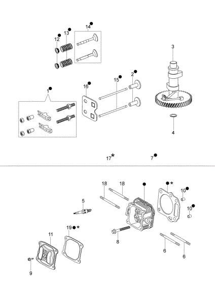 Cylinder head and valve MAX 44 TK (K650) Lawnmower