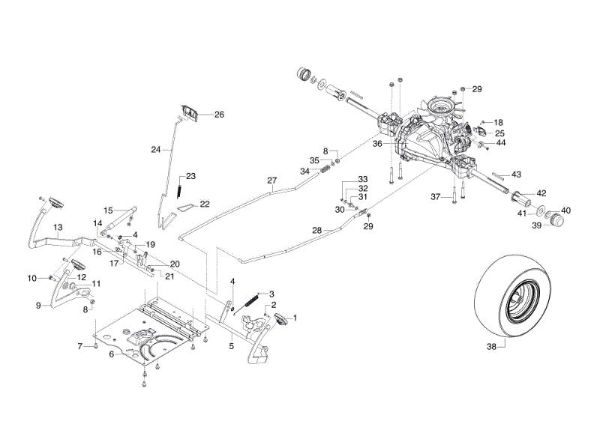 Brake and gearbox controls OM 95/16 K H Garden tractor