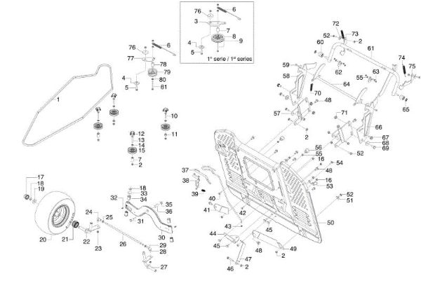 Front axle and bag support OM 125/23 H Garden tractor