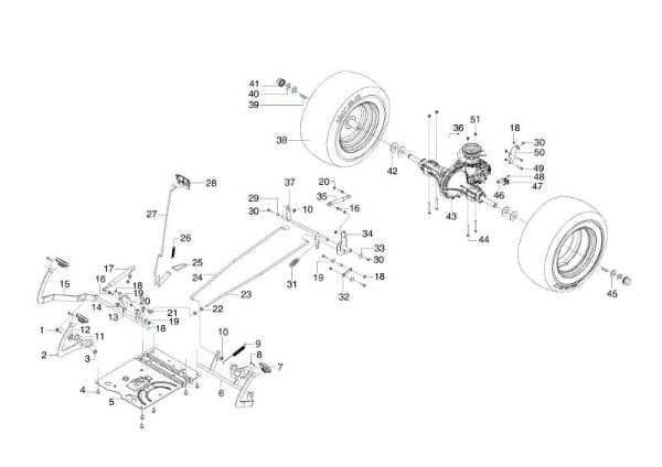 Brake and gearbox controls OM 125/23 H Garden tractor