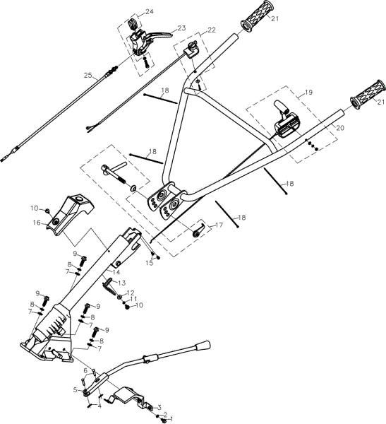 Handlebar MH 197 RK (K800 HC) Rotary tiller