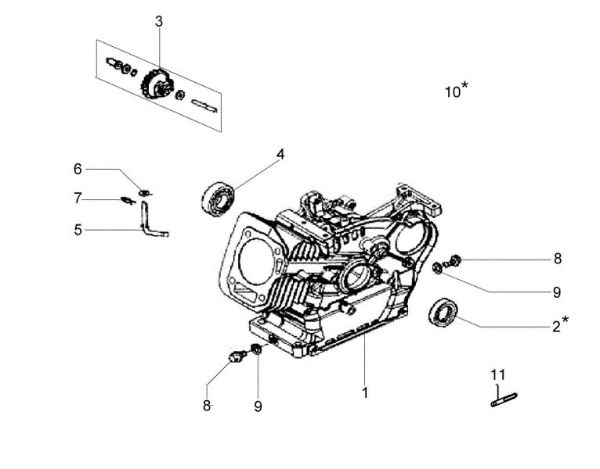 Crankcase MH 197 RK (K800 HC) Rotary tiller