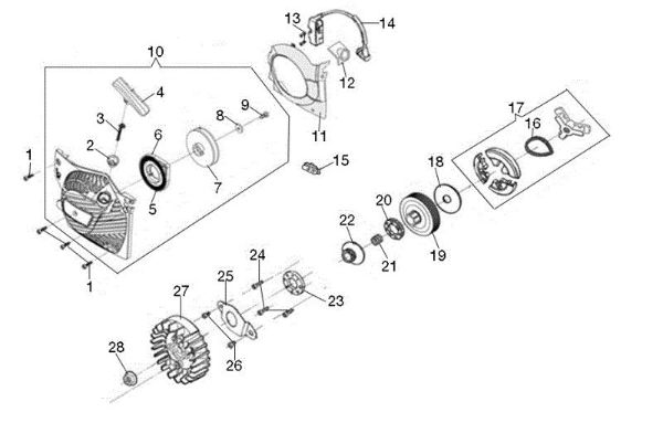 Starter assy and clutch GS 51 Chainsaw