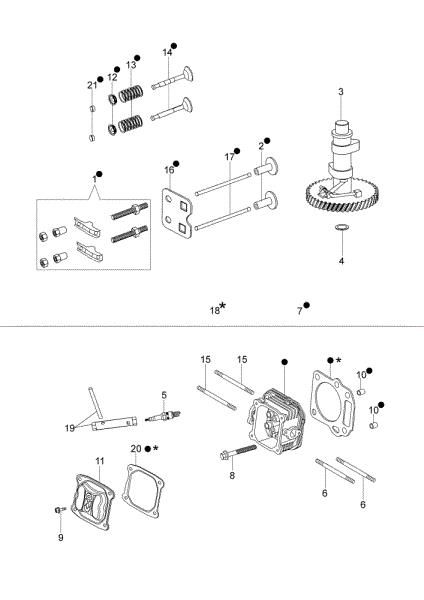 Cylinder head and valve G 53 PK ESSENTIAL (K700) Lawnmower