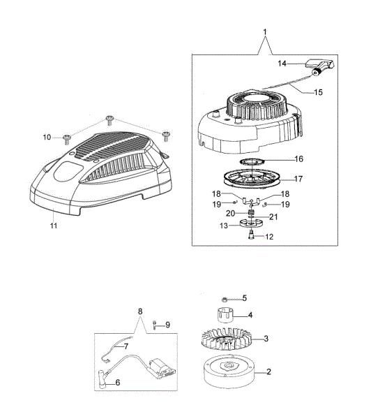 Starter assy and flywheel G 44 TK COMFORT PLUS (K500) Lawnmower