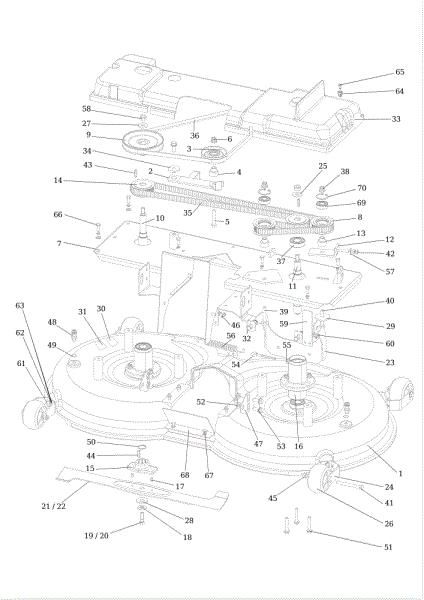 Mowing deck (1/2) (aluminium cutting deck) OM 124/22 HP Garden tractor