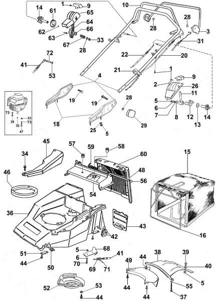 New handle (From January 2003) LUX 53 KVF Lawnmower