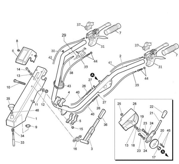 Handle-bar and control box WB 65 HR 11 Flail mowers