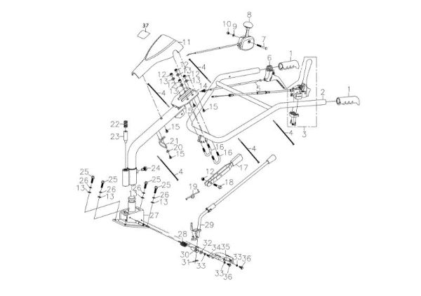 Handlebar MH 198 RKS (K800 HC - EURO5) Rotary tiller
