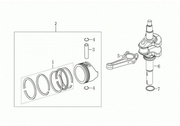 Shaft + piston MAX 53 PK ALLROAD ALUMINIUM (K805) EURO 5 Lawnmower