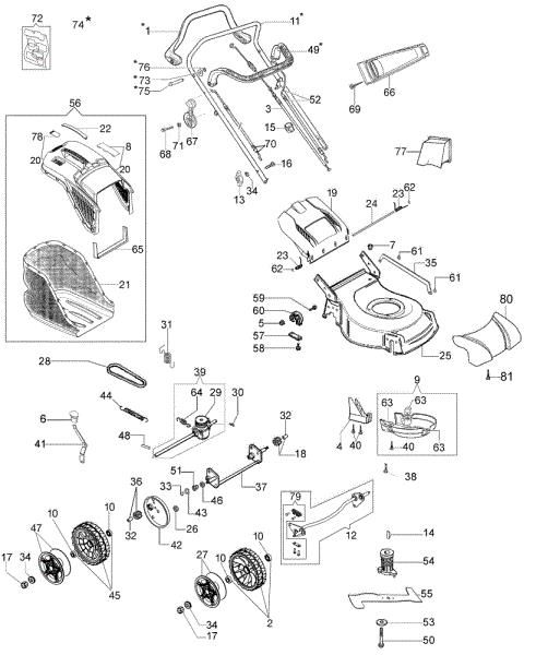 Complete illustrated parts list G 48 TBX COMFORT PLUS EURO 5 Lawnmower