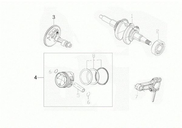 Shaft + piston MH 155 K Rotary tiller